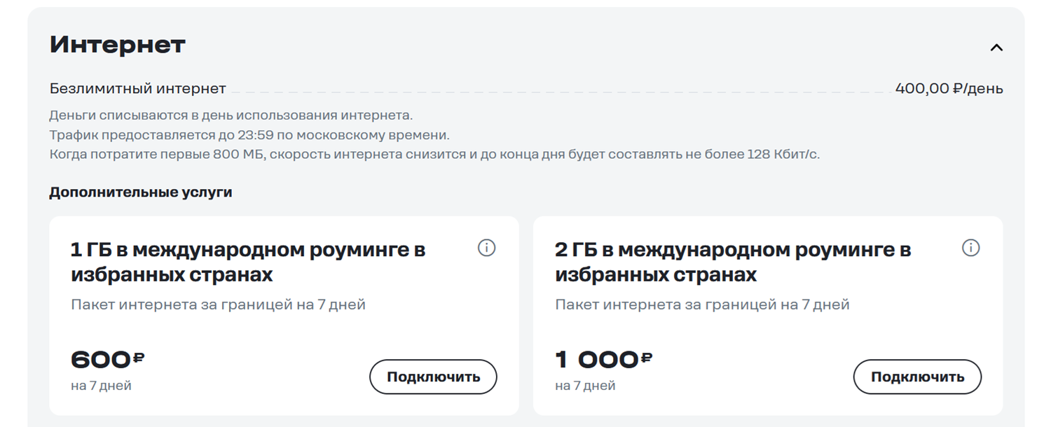 Базовые условия роуминга t2